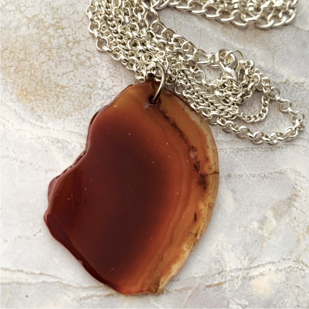 Orca Agate Slab Pendant Necklace